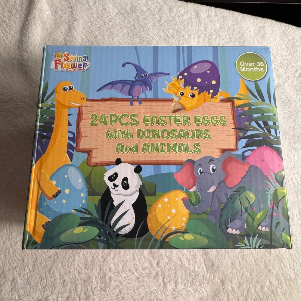 SpringFlower 24 Easter Eggs w Dinosaur & Animal Figures Egg Hunt Toy Set